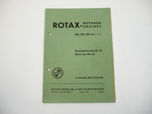 Rotax Stamo 200 250 300 ccm Motor Engine Ersatzteilliste Nr. 23 1969