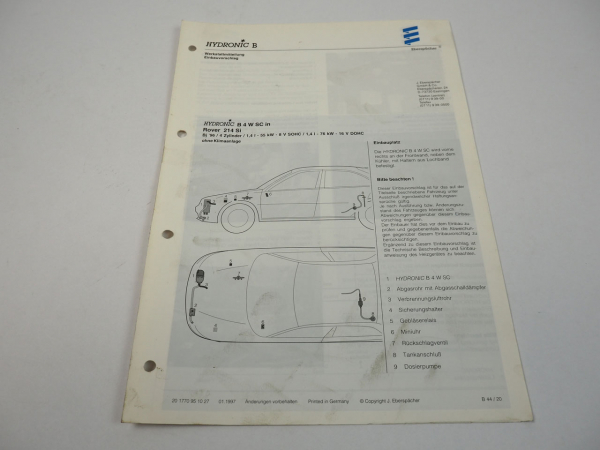 Rover 214 Si 1,4l Bj. 1996 Eberspächer Hydronic B4WSC Einbau Standheizung