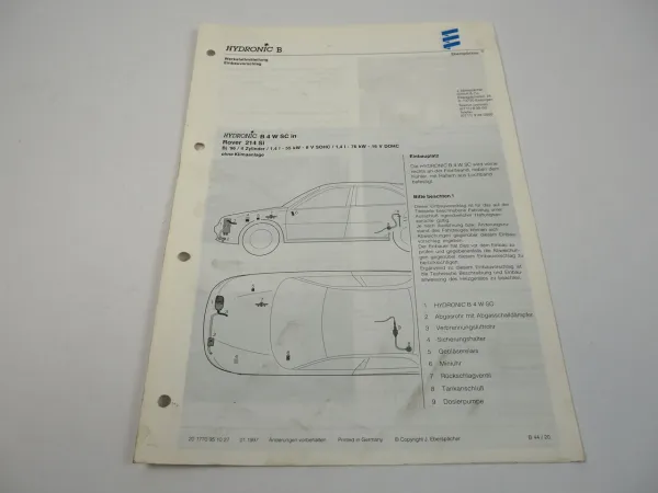 Rover 214 Si 1,4l Bj. 1996 Eberspächer Hydronic B4WSC Einbau Standheizung