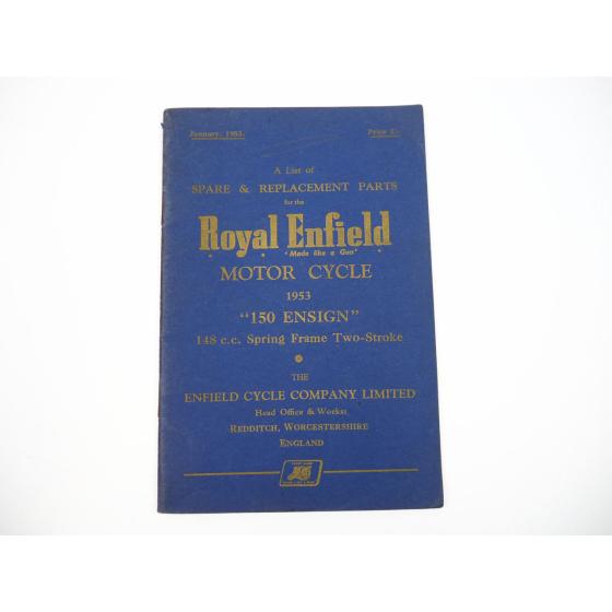 Royal Enfield 150 Ensign Motorcycle Spare Parts List Ersatzteilliste 1953