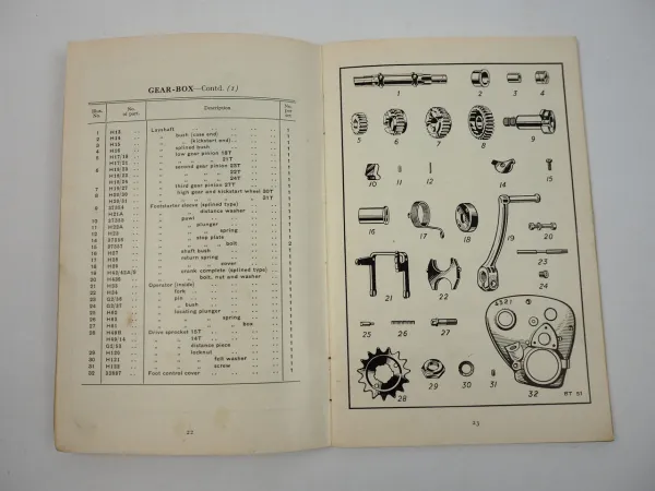 Royal Enfield 350 Bullet OHV Motorcycle Spare Parts List Ersatzteilliste 1952