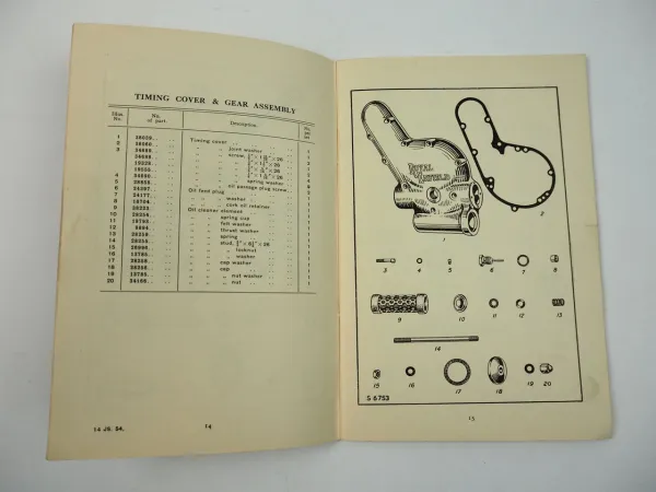 Royal Enfield 500 Bullet OHV Motorcycle Spare Parts List Ersatzteilliste 1954