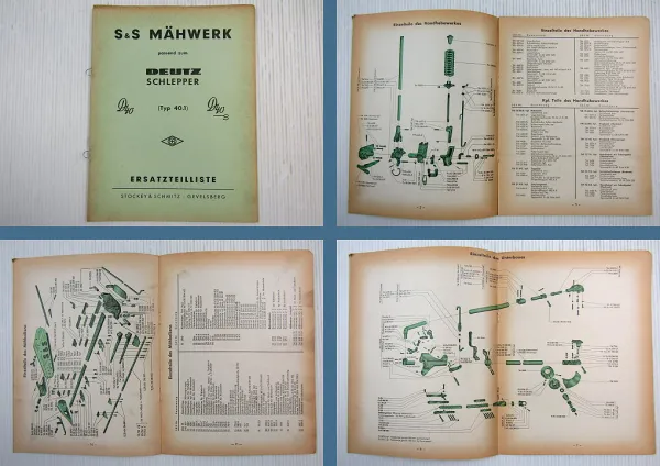 S&S Mähwerk Ersatzteilliste für Deutz Schlepper D40 D40S Typ 40.1