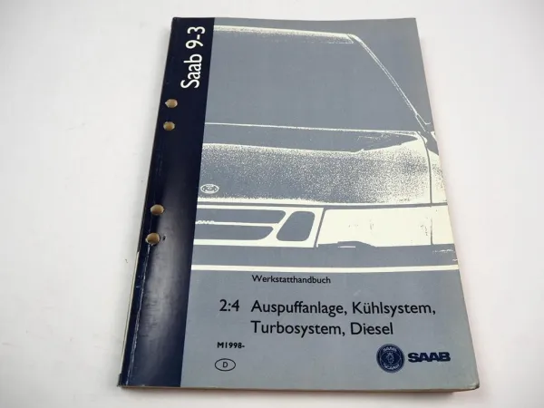 Saab 9-3 1998 Abgasanlage Kühlsystem Turbosystem Diesel Werkstatthandbuch Reparaturanleitung