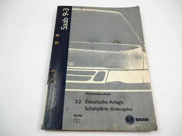 Saab 9-3 1998 ink Cabriolet Elektrische Schaltpläne Endausgabe Werkstatthandbuch