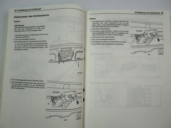 Saab 9-5 1998 Karosserie Schiebedach Werkstatthandbuch Reparaturanleitung