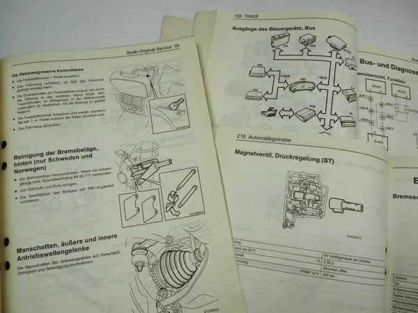Saab 9-5 1998 Technik Service Techn Daten Reparaturanleitung Werkstatthandbuch