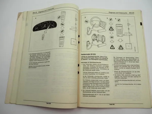 Saab 900 Airbag Diagnose Fehlersuche ab 1994 Werkstatthandbuch