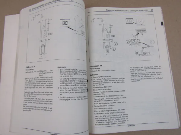 Saab 9000 YS3C Werkstatthandbuch Airbag MJ 1988 - 1994 Reparaturhandbuch