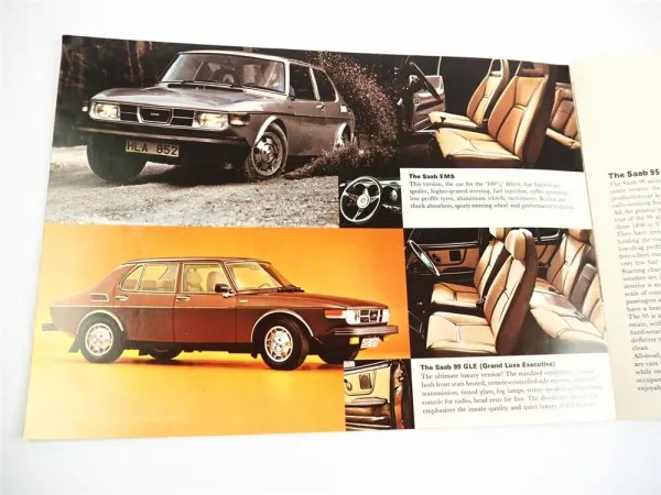 Saab 96V4 99 GL GLE EMS Prospekt Brochure 1970er Jahre