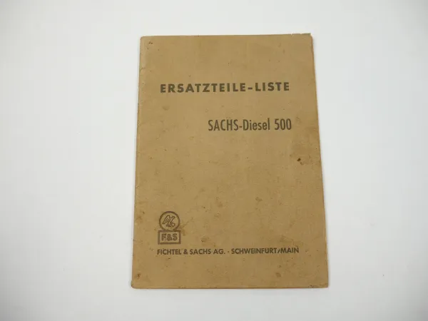 Sachs Diesel 500 Motor Ersatzteilliste Ersatzteilkatalog 1953