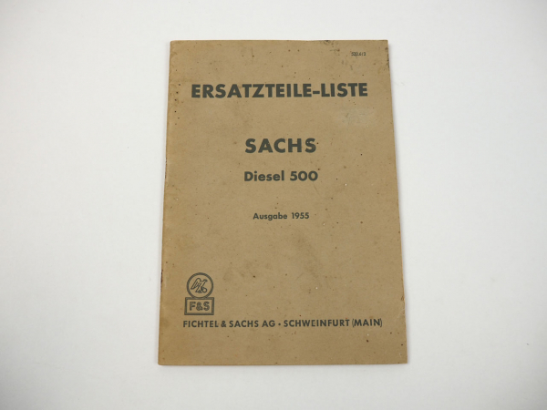 Sachs Diesel 500 Motor Ersatzteilliste Ersatzteilkatalog 1955