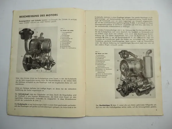 Sachs Diesel 600 Motor im Holder Betriebsanleitung Bedienungsanleitung Handbuch