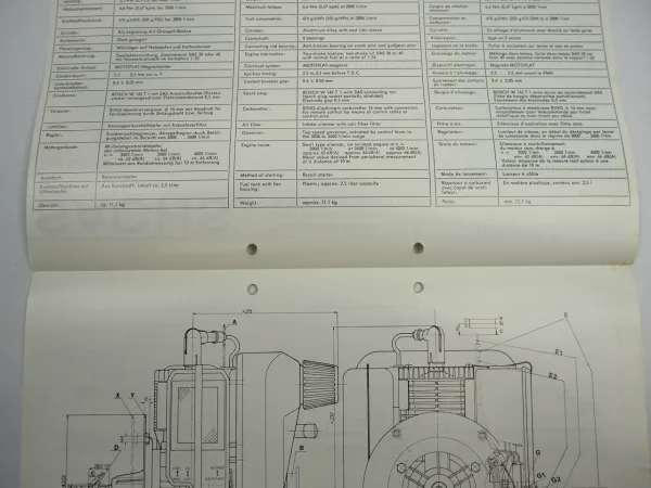 Sachs SB102 Rasenmähermotor Lawn Mower Engine Typenblatt Technische Daten 1977