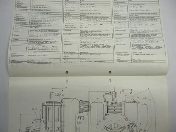 Sachs SB102 Rasenmähermotor Lawn Mower Engine Typenblatt Technische Daten 1978