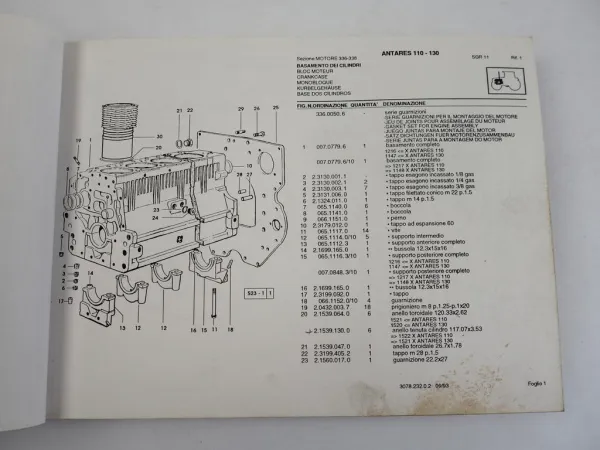 Same Antares 110 130 Traktor Ersatzteilliste Parts List Catalogo Ricambi 1993