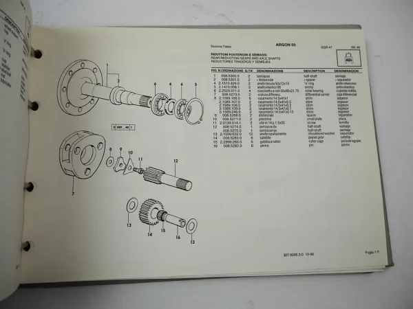 Same Argon 50 60 70 Traktor Spare Parts Catalogue Catalogo ricambi 1996