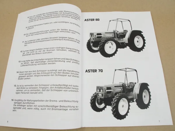Same Aster 60 70 Betriebsanleitung Bedienungsanleitung 1989 / 1992