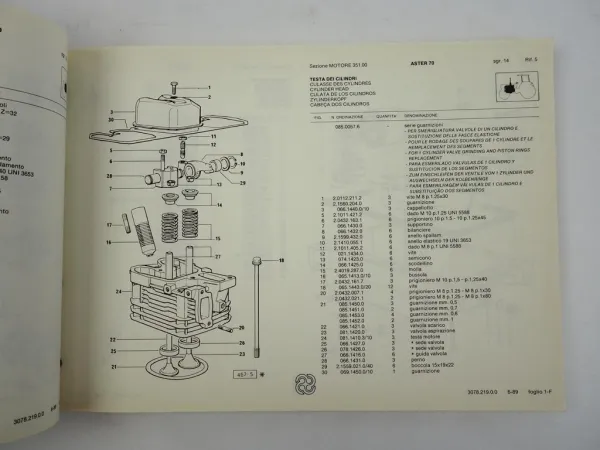 Same Aster 70 Traktor Ersatzteilliste Parts List Catalogo Ricambi 1989