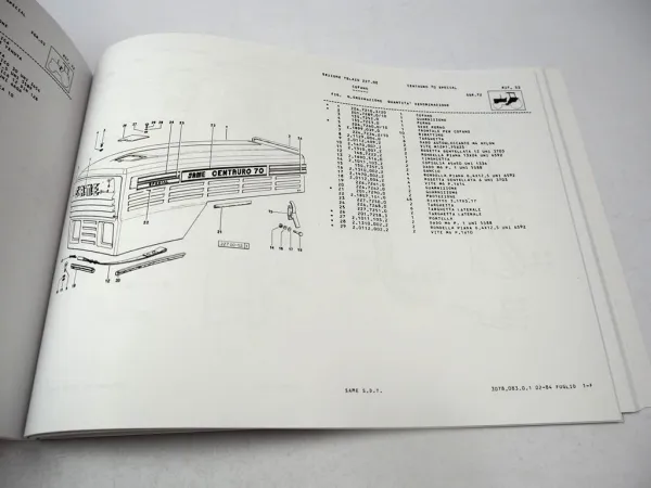 Same Centauro 70 Special Ersatzteilliste Catalogo parti di ricambio della trattrice 1984