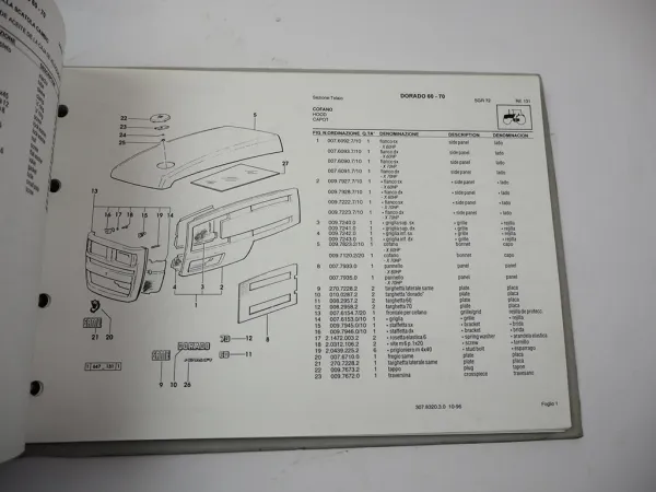 Same Dorado 60 70 Traktor Spare Parts Catalogue Catalogo ricambi 1996