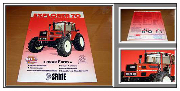Same Explorer 70 DT Allrad Traktor Prospekt 1986