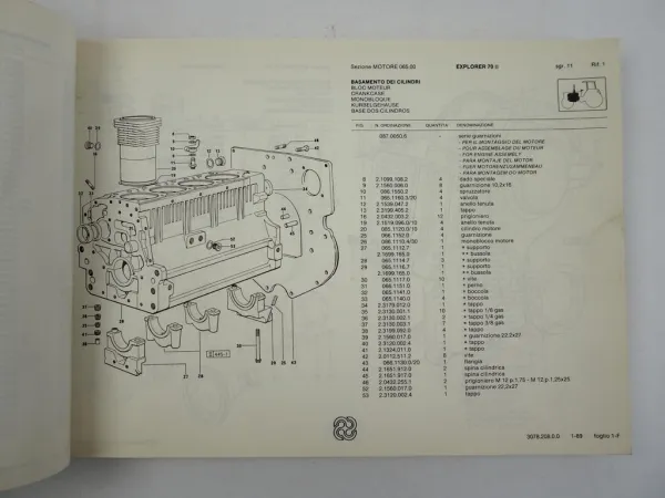 Same Explorer 70 II Traktor Ersatzteilliste Parts List Catalogo Ricambi 1989