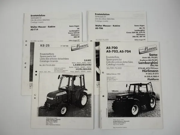 Same Lamborghini Hürlimann Ersatzteillisten Mauser Kabinen AS 700 702 706 -714