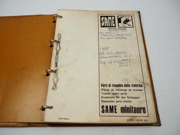 Same Minitauro 2RM DT Frutteto Schlepper Ersatzteilliste Parti di ricambio 1969
