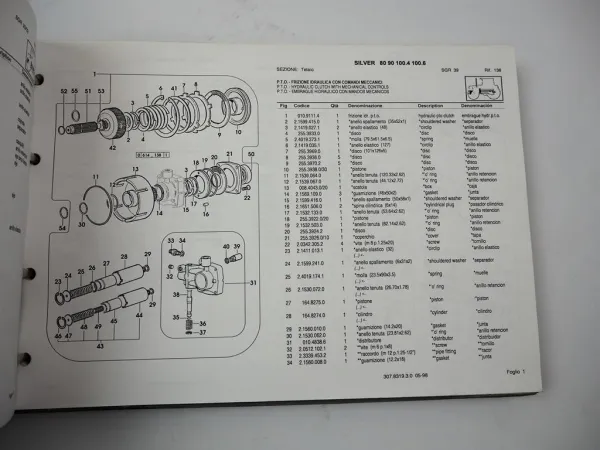 Same Silver 80 90 100.4 100.6 Traktor Parts Catalogue Catalogo ricambi 1998