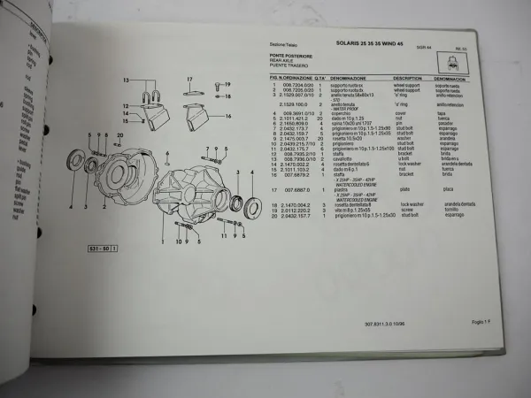 Same Solaris 25 35 45 Traktor Spare Parts Catalogue Catalogo ricambi 1996