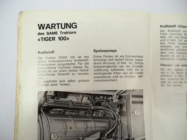 Same Tiger 100 Schlepper Bedienungsanleitung Instandhaltung 1978