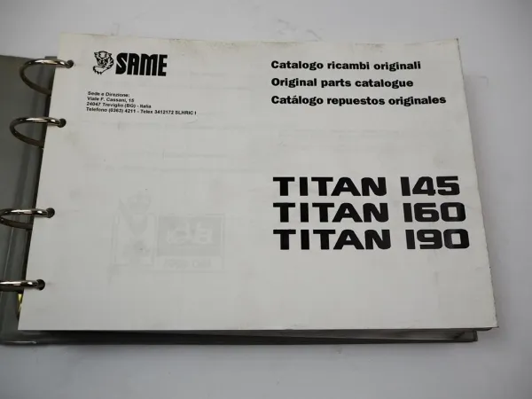 Same Titan 145 160 190 Traktor Spare Parts Catalogue Catalogo ricambi 1999