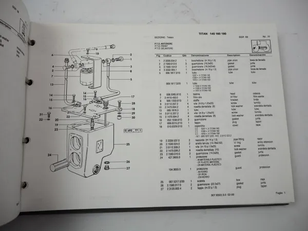 Same Titan 145 160 190 Traktor Spare Parts Catalogue Catalogo ricambi 1999