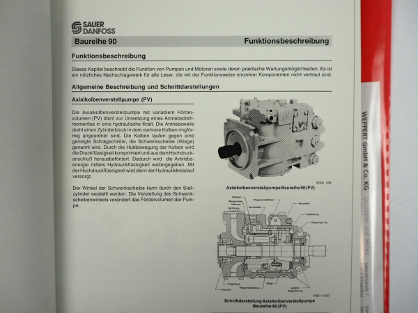 Sauer Danfoss Baureihe 90 Axialkolben Verstellpumpe Servicehandbuch 1998