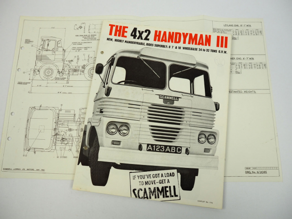 Scammell Handyman III 4x2 tractor truck brochure and drawing 1965
