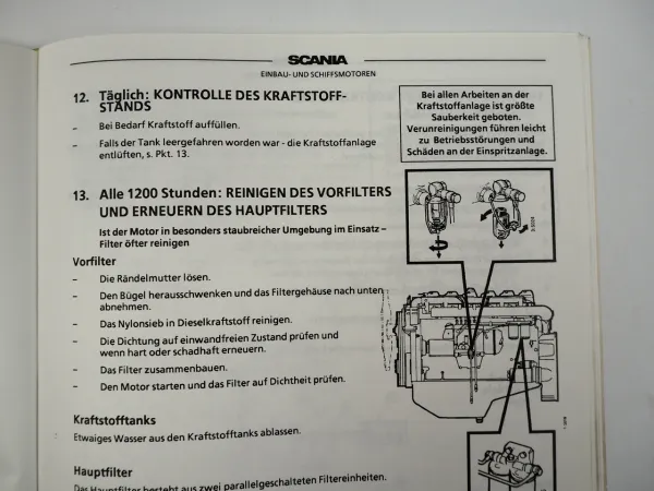 Scania DN9 DS9 6 Zylinder Einbaumotor Schiffsmotor Betriebsanleitung 1992