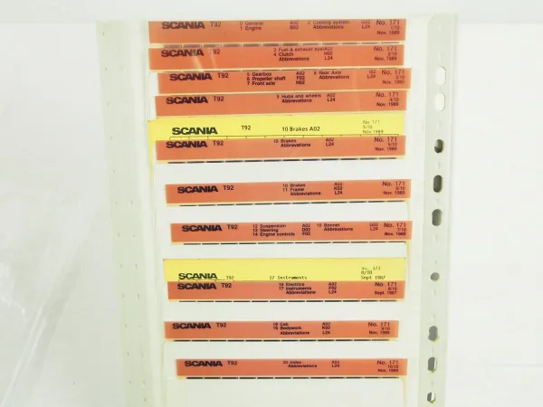 SCANIA T92 Ersatzteilliste Parts List Reservdelskatalog 11/1989