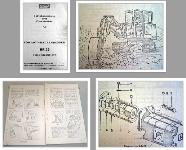 Schaeff HR 25 Raupenbagger Betriebsanleitung Ersatzteilliste