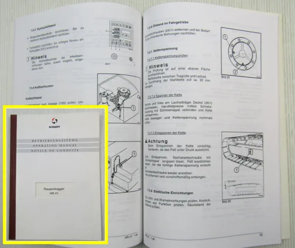 Schaeff HR41 Raupenbagger Betriebsanleitung Bedienungsanleitung 1.1996