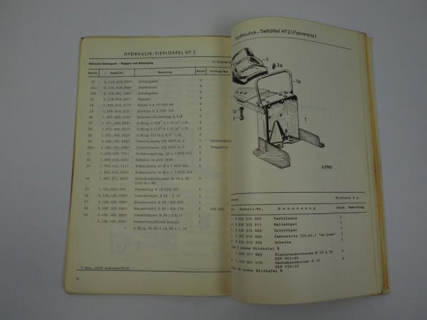 Schaeff HT 2B Hydraulik-Tieflöffel Betriebsanleitung Ersatzteilliste 1966
