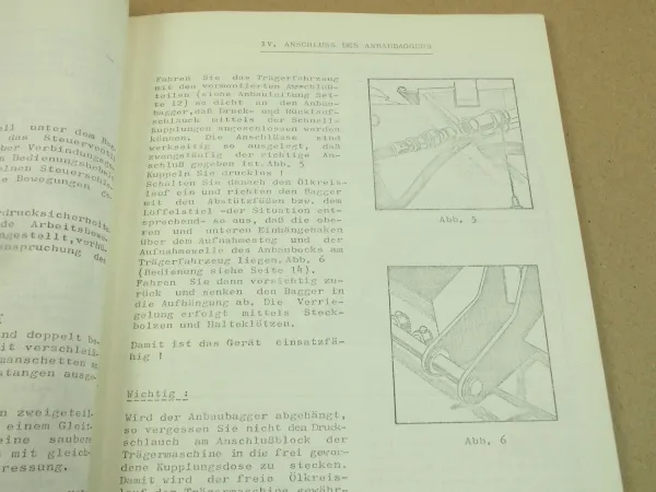 Schaeff HT6 Hydraulik-Anbaubagger Bedienungsanleitung Ersatzteilliste ca 1975
