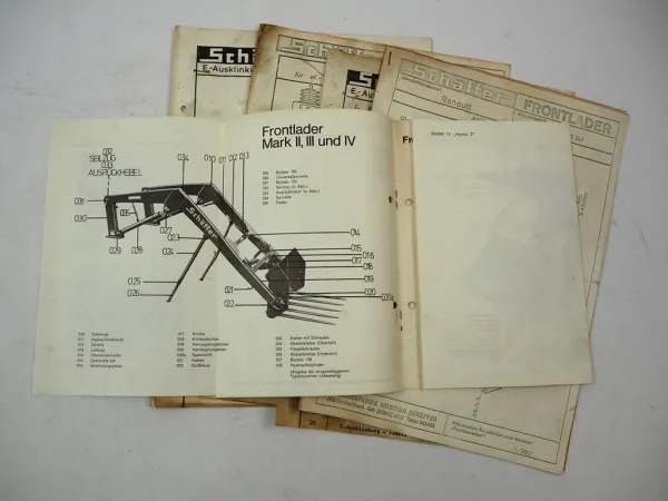 Schäffer Frontlader Super Mark IV Ersatzteilliste Anbau an Renault R751 R851