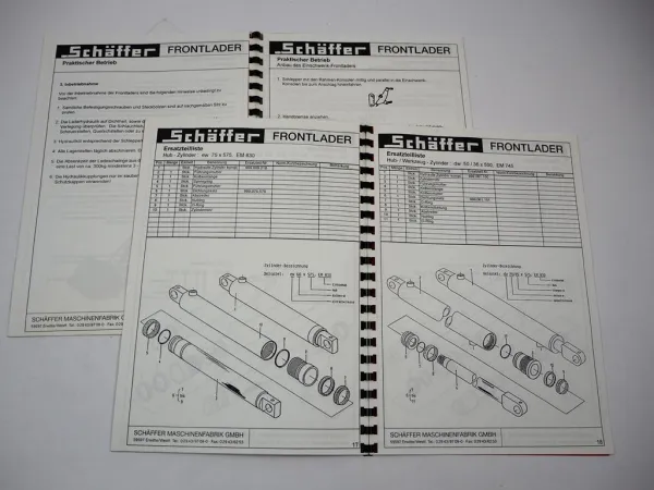 Schäffer Mark III IV Einschwenk Frontlader Betriebsanleitung Ersatzteilliste