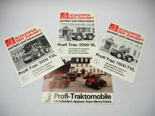 Schlüter Profi Trac 1600 2500 3500 VL TVL Traktomobile 4 Prospekte von 1978