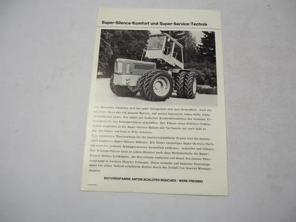Schlüter Profi Trac 3500 TVL Schlepper mit Super Silence Kabine Prospekt 1978