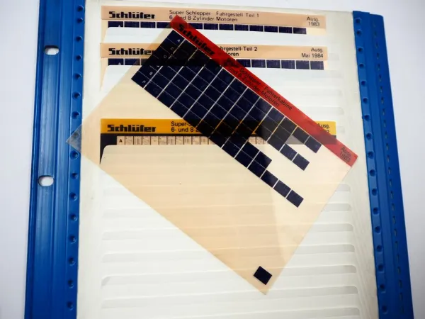 Schlüter Super Schlepper Ersatzteilkatalog Ersatzteilliste 1982/84 Microfiche mit Schuppentafel