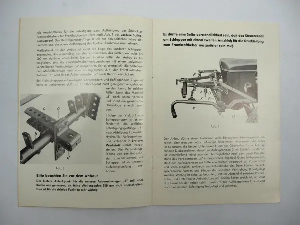 Schmotzer Fronthackmaschine Betriebsanleitung Anbau z.B. an Deutz Schlepper 1969