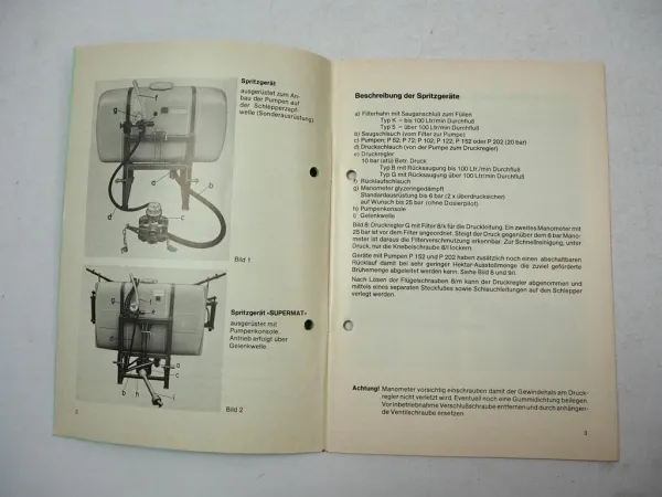 Schmotzer Supermat Anbau Spritzgerät Betriebsanleitung Bedienung ab 1980