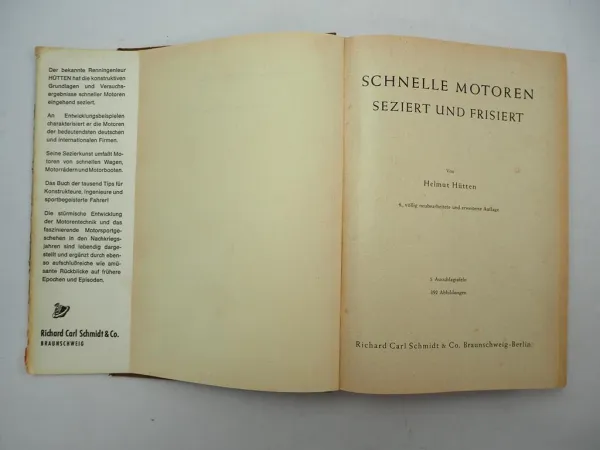 Schnelle Motoren - Seziert und frisiert H. Hütten 1963 Rennsport Auto Motorrad